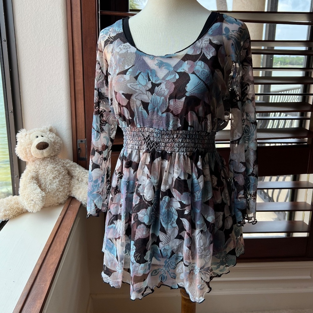 Japanese Weekend Maternity Mesh Long Sleeve and Sleeveless Black Top